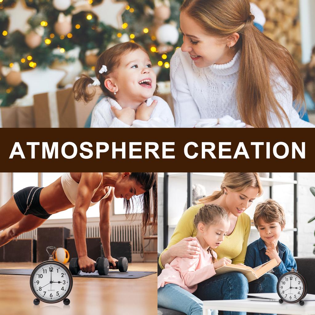 Vintage Alarm Clock Battery Operated No Ticking Metal Silent Desktop Clock with Night Light for Home Bookshelf Nightstand Decor