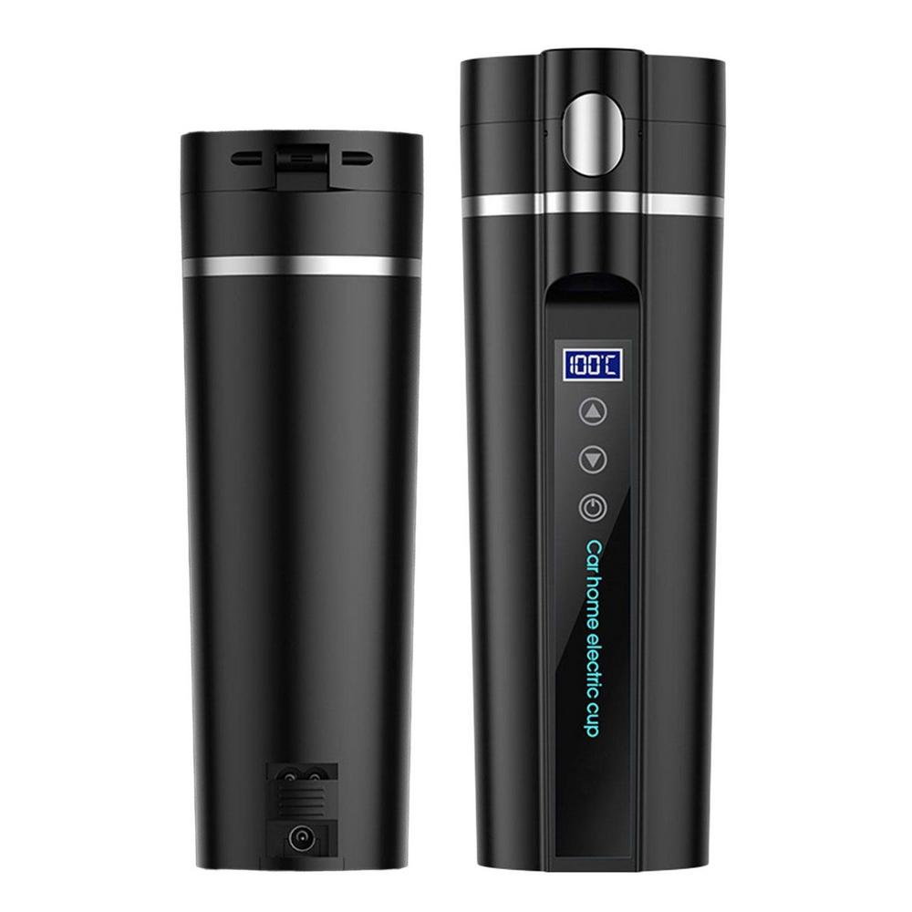 

Auto Cup Heater 12V Electric Heating Bottle Drink Water Thermal Kettle Mug Cup with Lighter Cable Travel Mug 450ml чёрный