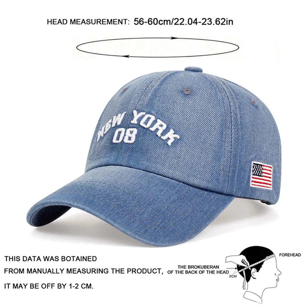 Unisex NEW YORK Letter Embroidery Cowboy Baseball Caps Spring and Autumn Outdoor Adjustable Casual Hats Sunscreen Hat Sports Cap