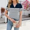 Damen Bluse Sommer Business Casual Arbeitstops Kurzarm Button-Down-Kragen V-Ausschnitt Bluse T-Shirt