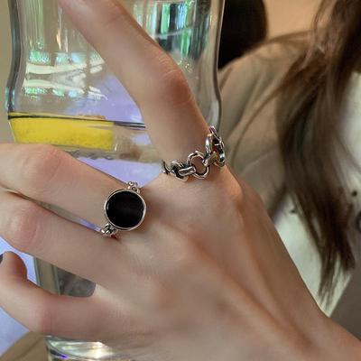 Trendy Geometric Oval Ring for Women - Korean & Japanese Retro Open Design