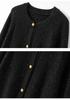 Women's Cashmere Cardigan: Thick, Round Neck, Raglan Sleeves, Versatile Knit for Autumn/Winter.