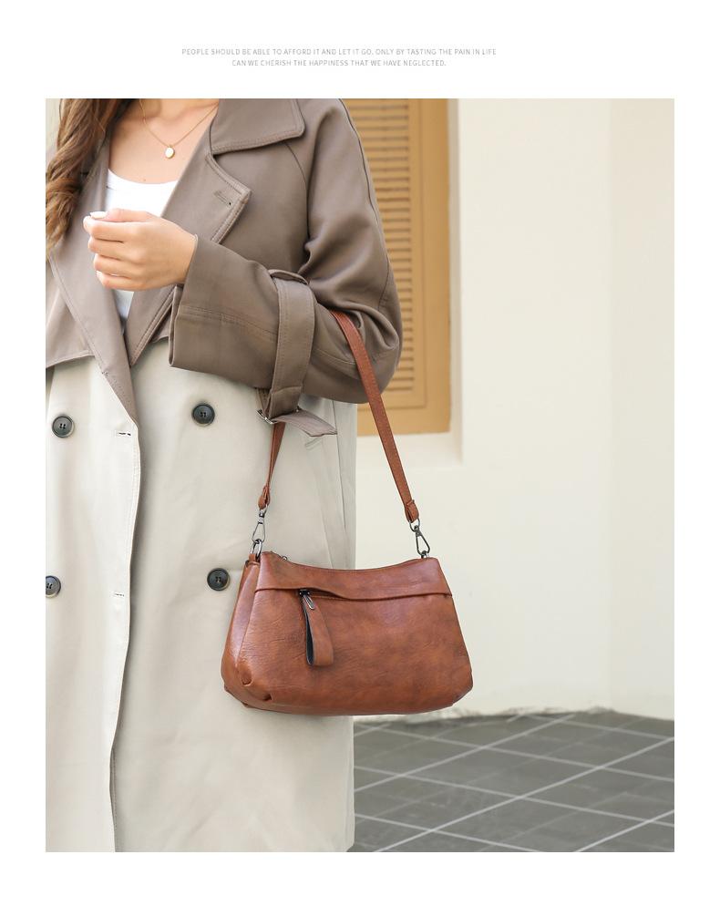2026 New Large Capacity Multi-layer Women's Soft Leather Mom Versatile Fashion One Shoulder Crossbody Women's Bag