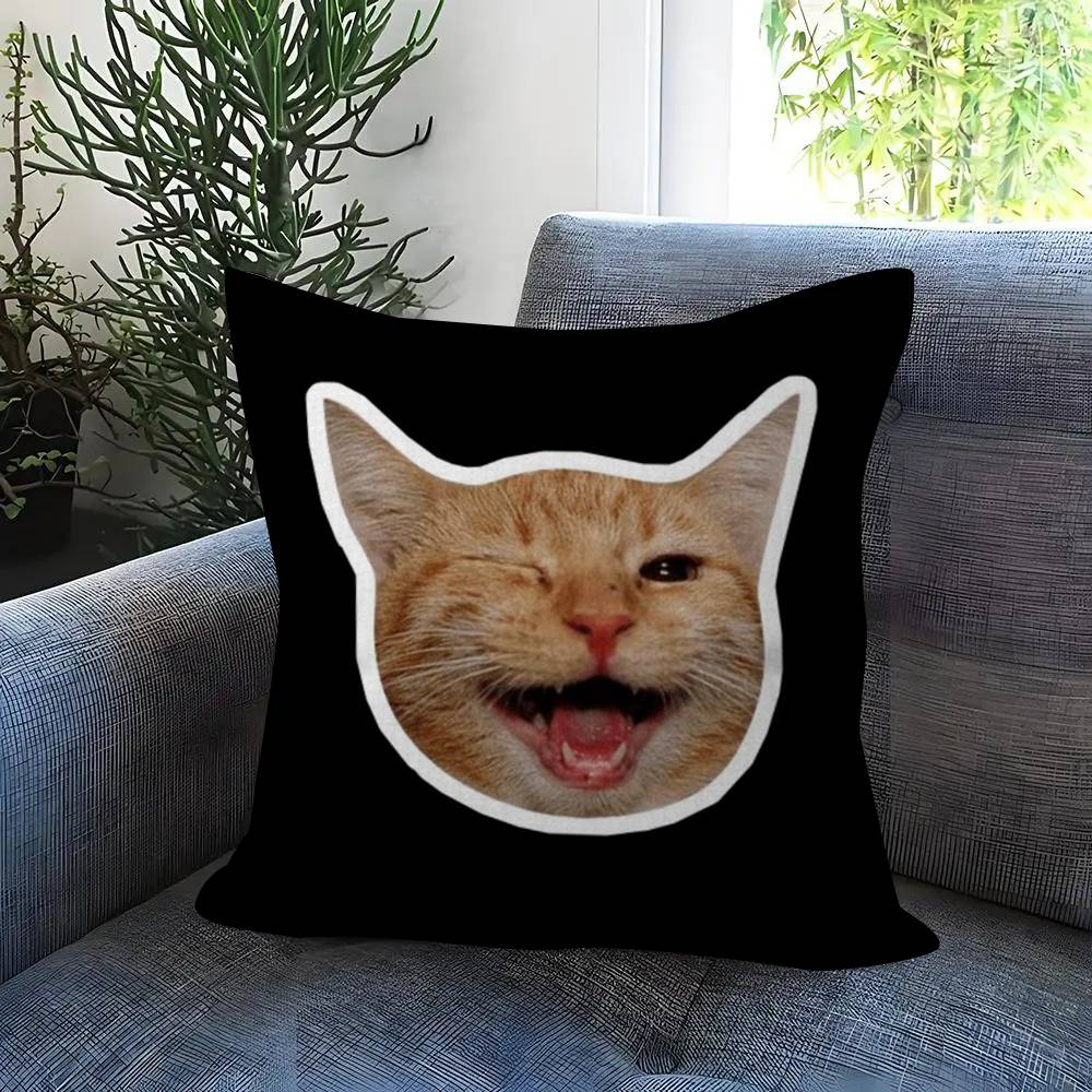 Cat Emoji Fun Art Pillow Covers Cartoon Sofa Decorative Home Doublesided Printing Short Plush Cute Cushion Cover