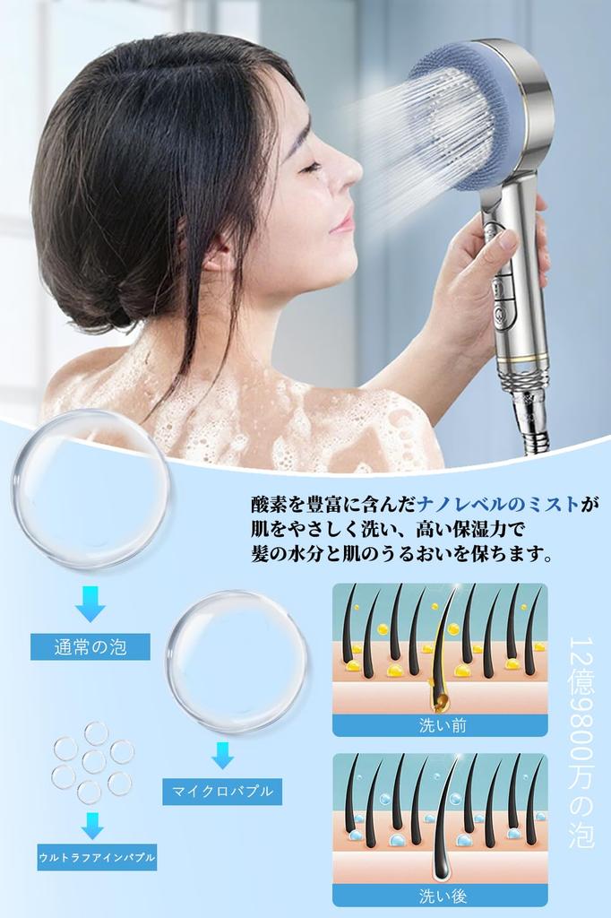 Innodenki Shower Mist Shower Head with Water High Cleaning Purifying Removing Beautifying Gentle on the Water Stop 4 Water Flow Settings Includes 4