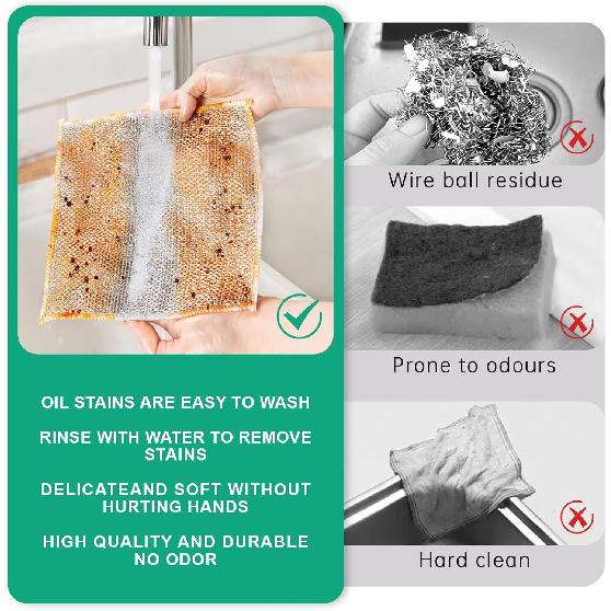 10Pcs Multipurpose Wire Dishwashing Rag, Reusable Non-Scratch Wire Dishcloth, Metal Dish Cloth Wet and Dry for Kitchen Cleaning, Sinks, Dishes, Stove