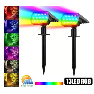 13 diod LED RGB kolorowe światła solarne reflektory krajobrazowe reflektory solarne zewnętrzne lampy trawnikowe wodoodporne reflektory do dekoracji ścieżki ogrodowej