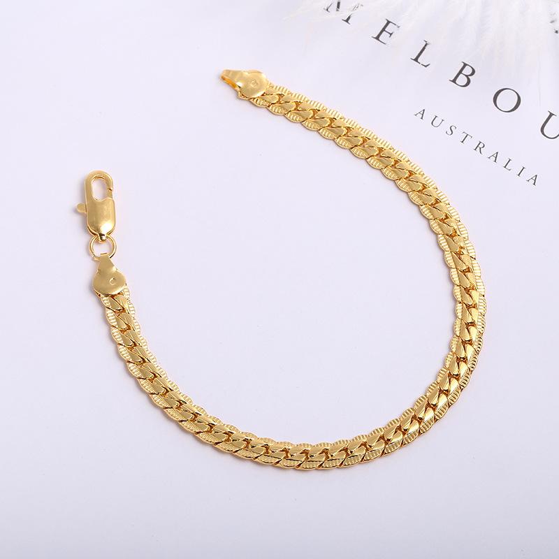 Simple Atmospheric Snake Bone Bracelet золотой