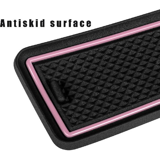 Bonbo Anti-Dust Mats for Dodge Charger 2015- | 6-Piece Fit Cup Holder Pads Set | Eco-Friendly Silicone Non-Slip Interior Accessories (Pink)