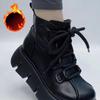 Damenschuhe Lässige Plateau-Stiefel Kleine Größe Wählen Stiefel Damen Kurze Leder Bequeme Stiefeletten Wasserdicht Dicksohlig Gepolstert Warm