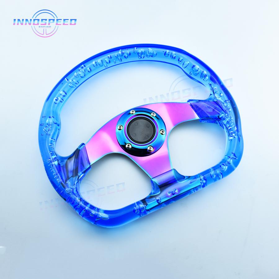 13inch D Shape Acrylic Racing Game Steering Wheel Neo Chrome Spoke Car Modified Sports Steering Wheels