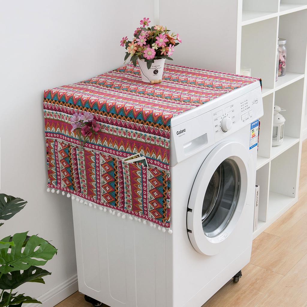 Microwave Oven Cover Cotton Linen Dustproof Washing Machine Cover Refrigerator Cover Towel Multipurpose