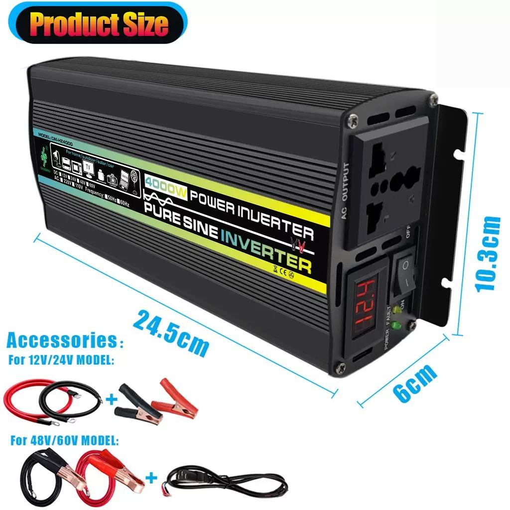 Pure Sine Wave Inverter DC 12V To AC 220V 50Hz 8000W 6000W 4000W 3000W Voltage Transformer Power Converter Solar Car Inverter