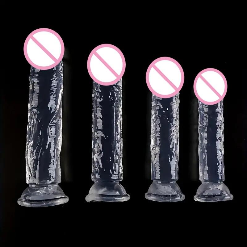Large Egg-Free Penis Transparent Jelly Crystal Simulation Small and Medium Wear Adult Female Masturbation Stick Dildo