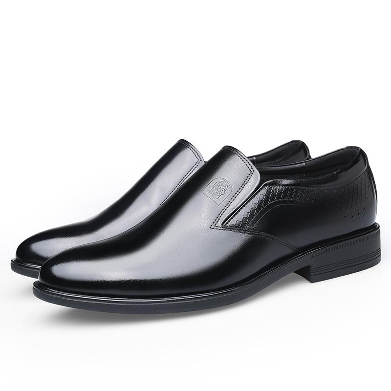 

Men s Black Leather Shoes Men s Fashion Business Dress Derby Shoes British Pointed Wedding Shoes Breathable Soft Sole Leather Cowhide Shoes 38
