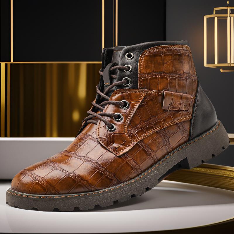 Luxury Chelsea Men's Ankle Boots Designer Retro Leahter Shoes for Men Non-Slip Work Boots Botas