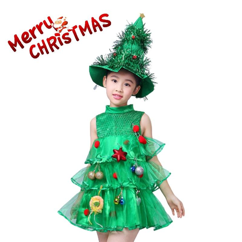Christmas Tree Girls Cosplay Costume Xmas Party Suit Carnival Kid Gift Year New