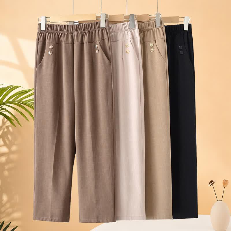 YUZHAOLIN Women s Spring/Summer Elastic Waist Straight-Leg Pants 2XL