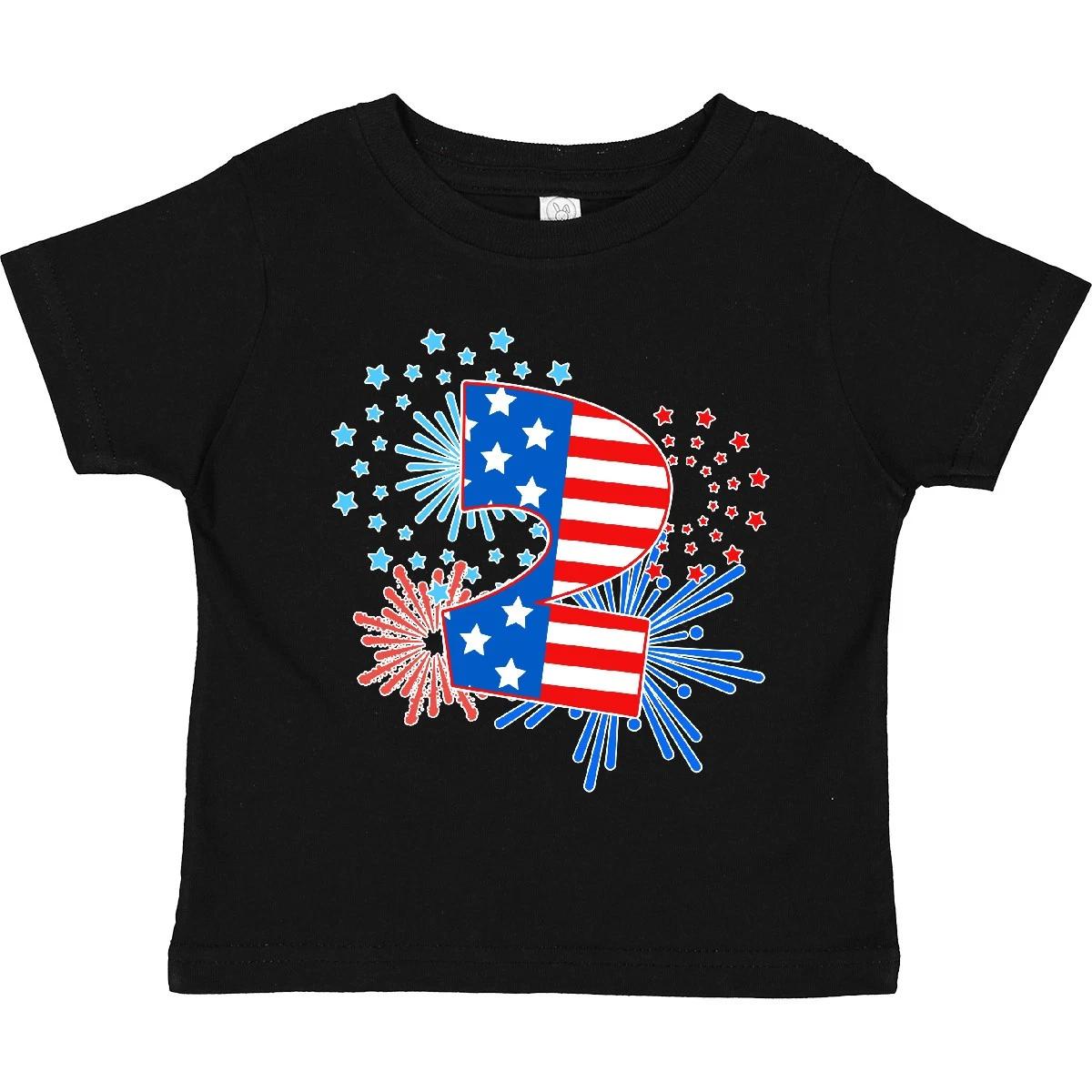 Inktastic Second Birthday- Fourth Of July Fireworks Toddler T-Shirt Two 2nd Flag 150