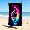 Custom Name Moonlit Guardian Stylish Digital Printing Beach Towel Quick‑Drying Absorbent Blanket for Beach Pool Gym Travel
