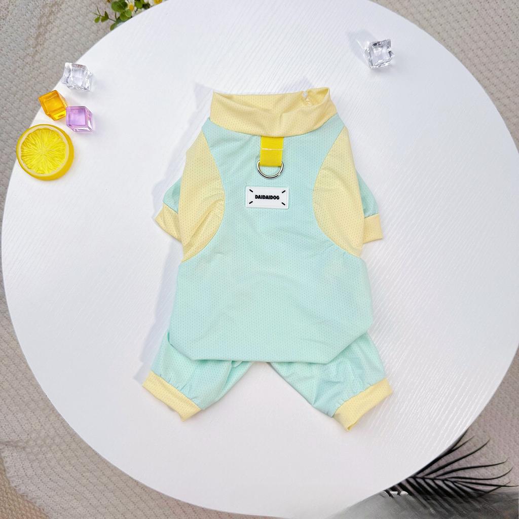 Dog Cat Clothes Spring Summer Ice Silk Cooling Mesh Four Legs Outfit Bichon Teddy Sun Protection Suit Dog Cooling Vest Puppy