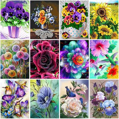 Full Round Resin Diamond Painting Flower 5D DIY Diamond Embroidery Scenery Cross Stitch Picture Of Rhinestones Wall Art