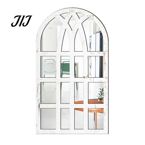 Arched Wall Mirror Stickers Window Decor, Wooden Frame Acrylic Fake Mirror, Minimalist Arch Self-Adhesive Windowpane Sticker for Living Room