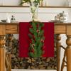 Linen Christmas Table Flag with Snowman & Santa Prints - Festive Table Mat Decorations