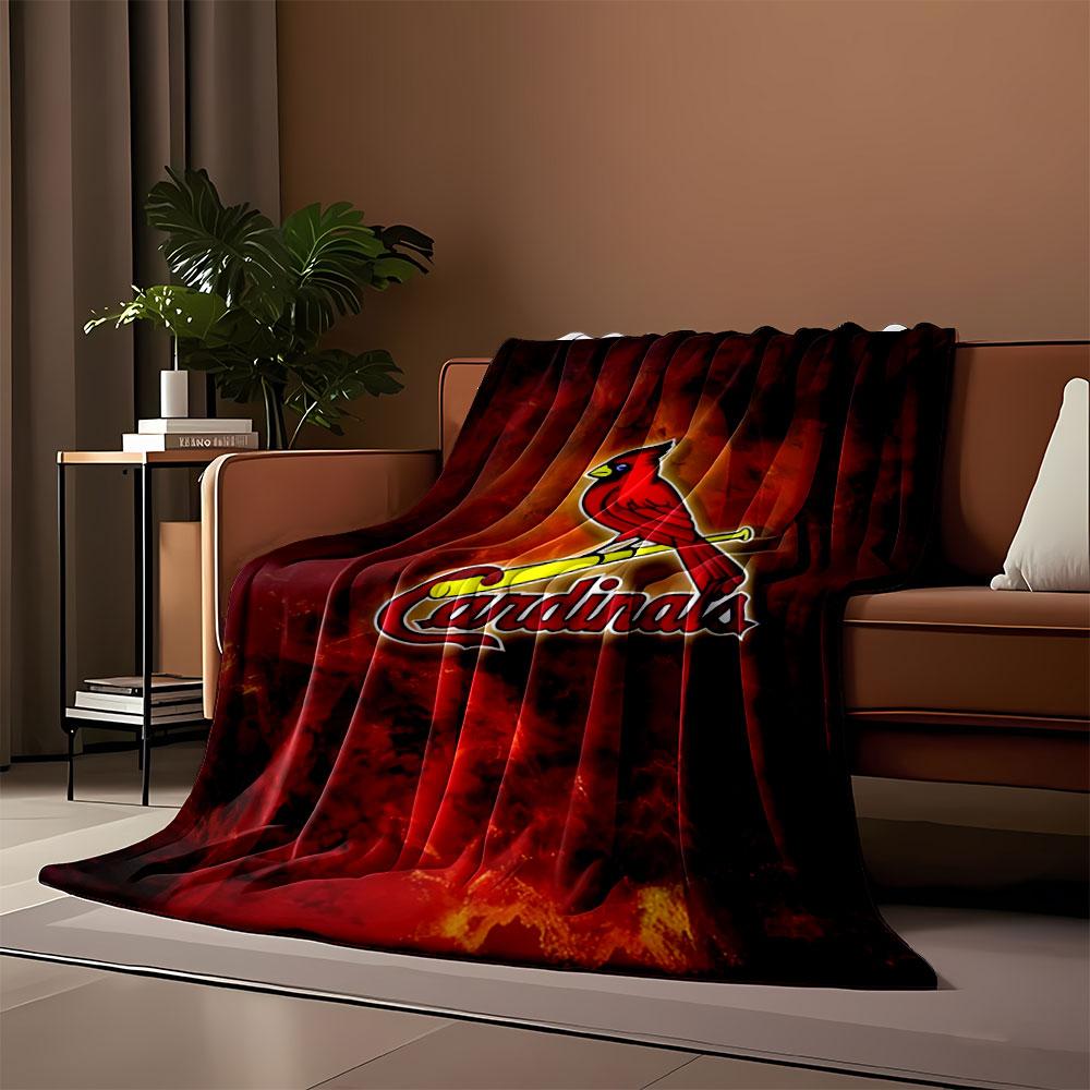 Red Cardinals Logo on Fiery Background print blanket soft and cozy perfect for the living room bed sofa or a nap,gift