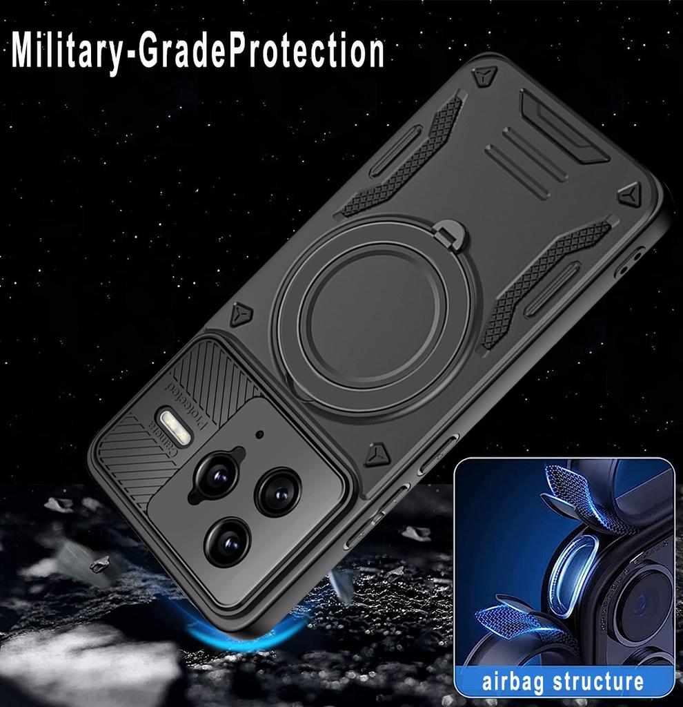 Luxuriöse hochwertige magnetische Hülle mit Rüstung für Xiaomi POCO F7 UItra Ringhalterung Bumper Schutzhülle