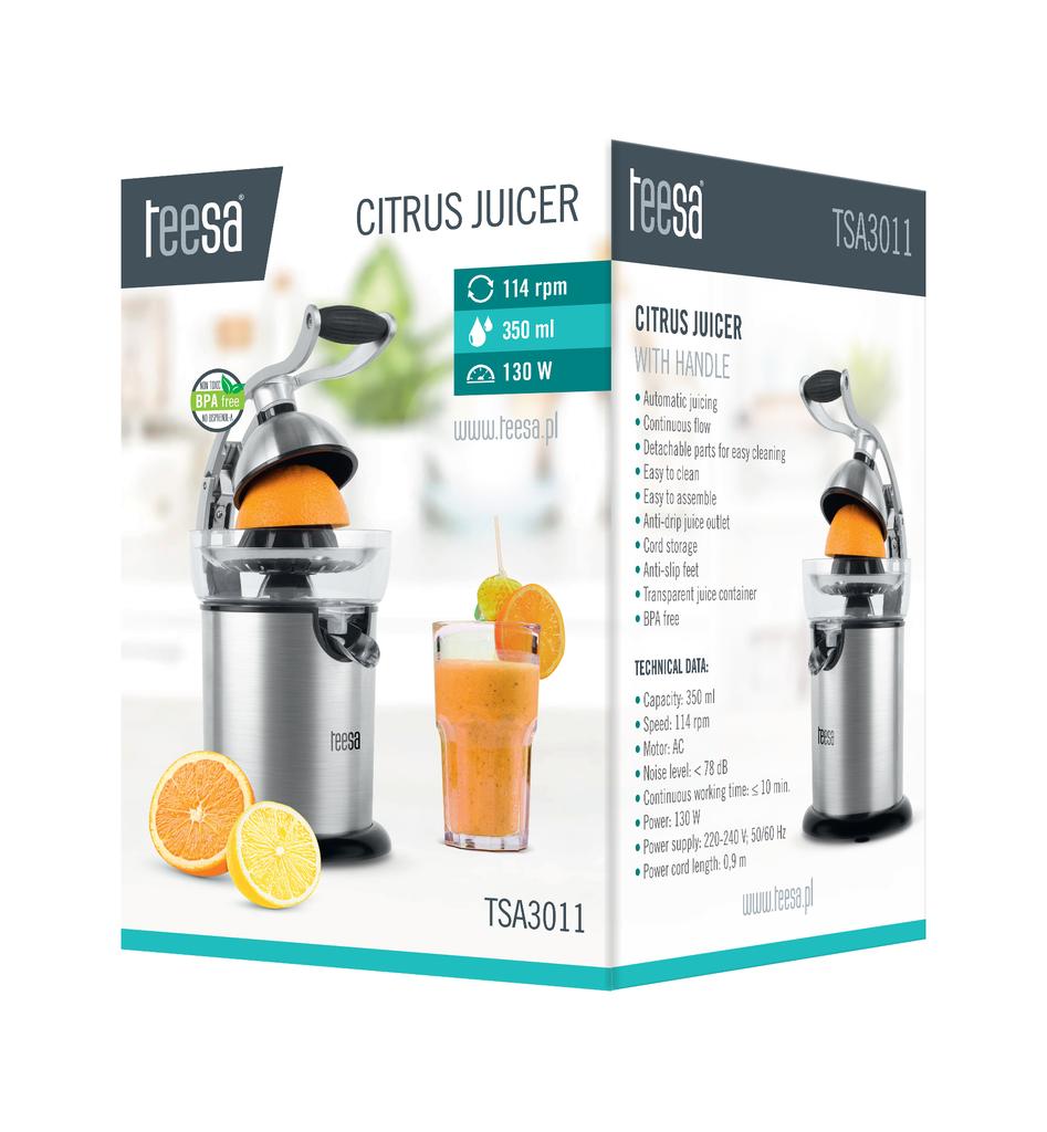 Teesa Citrus Juicer 130W Stainless Steel Easy Clean 350 Ml