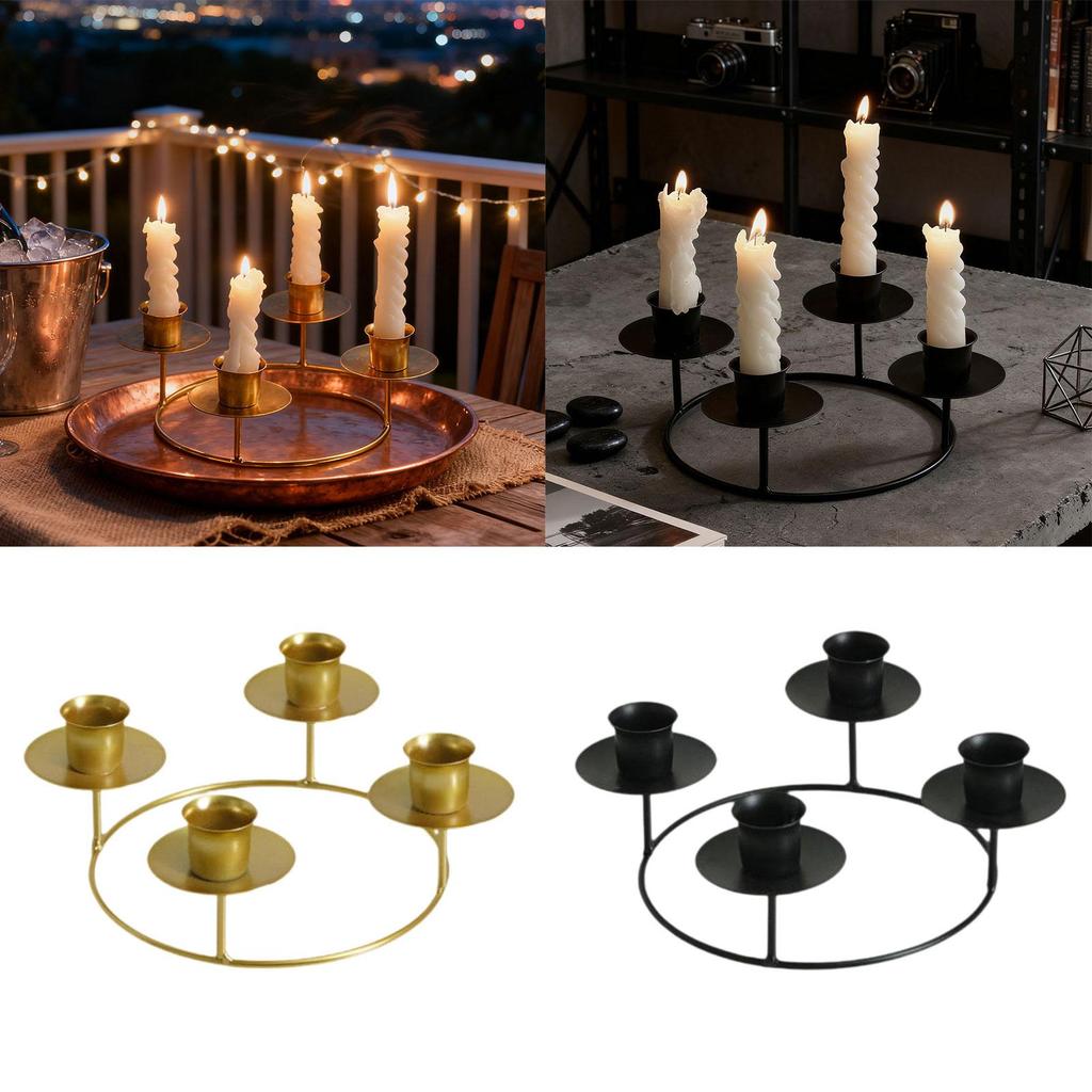 4 Arms Candle Holder, Fashion Iron Candleholder, Centerpiece Decorative Candle Stand for Living Room, Bedroom Decoration