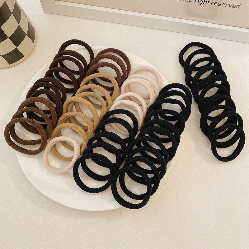 

20/200Pcs Girls 4.5Cm Basic Nylon Hair Rope Rings Sweet Khaki Brown High Elastic Hairbands Ties Ponytail Holders Headbands (As shown-32762)-