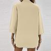 3/4 Sleeve Linen Tops For Women Loose Fit V Neck Button Down Shirts Cute Solid Summer Beach Tee Shirts