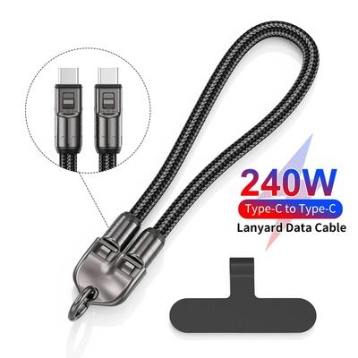 30CM 240W USB C Cable Braided Aluminum Phone Lanyard Type C To Type C Cable Fast Charging USB Cable