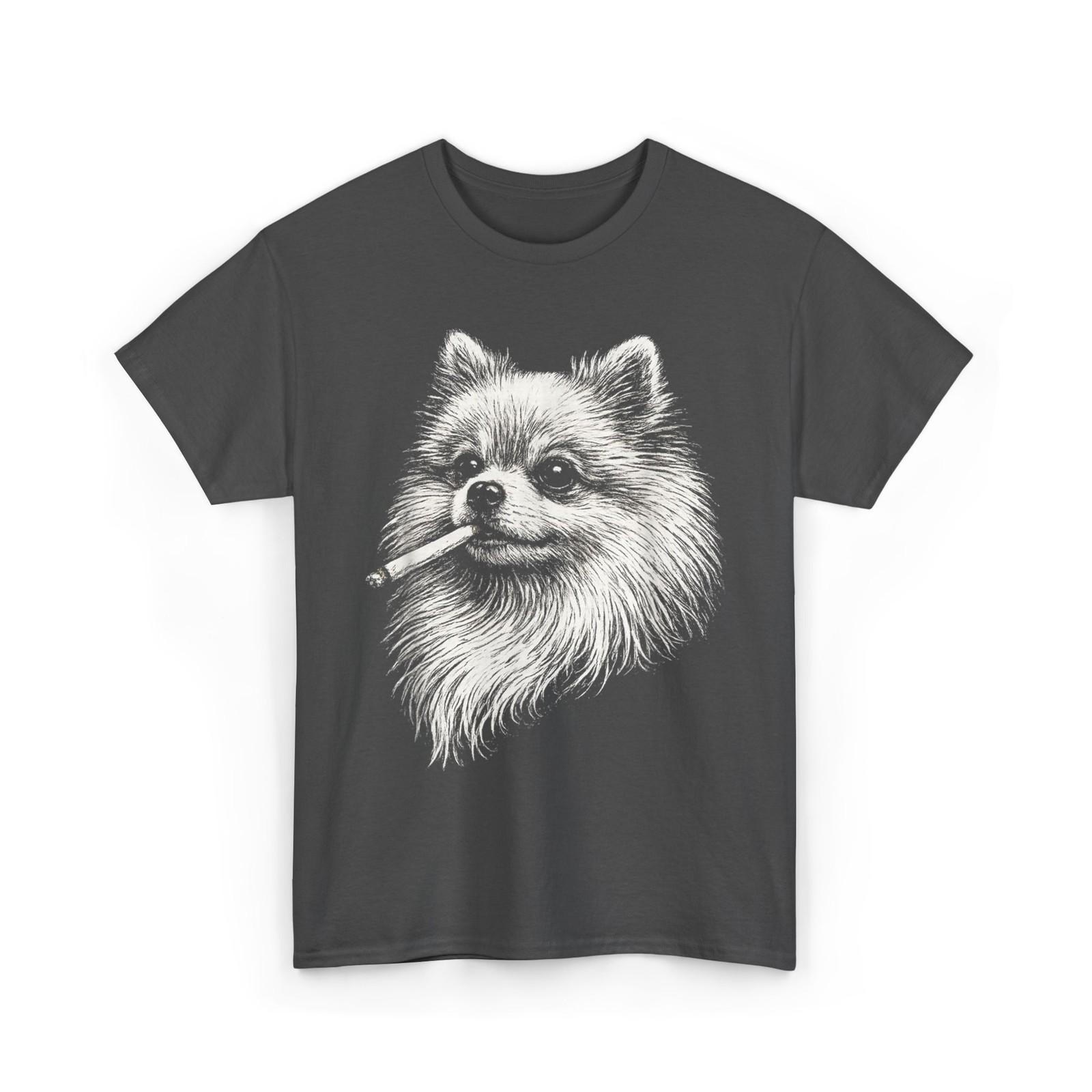 Pomeranian Smoking Shirt, Funny Dog Meme Men T-Shirt L