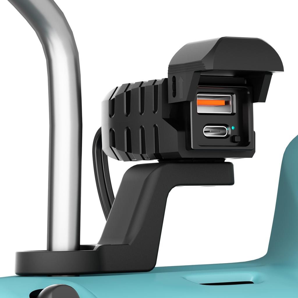 Motorrad-Netzteil mit 36W USB C PD und 18W USB A Anschlüssen, LED-Voltmeter, Unabhängiger Ein-/Ausschalter für ATV Trike,