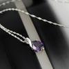 Heartfelt Korean Women's White Gold Necklace with Amethyst Twist Pendant