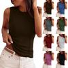 Women’s Sleeveless Ribbed Knit Tank Top Casual Solid Fitted Crew Neck Pullover Lightweight Basic Vest for Daily Wear