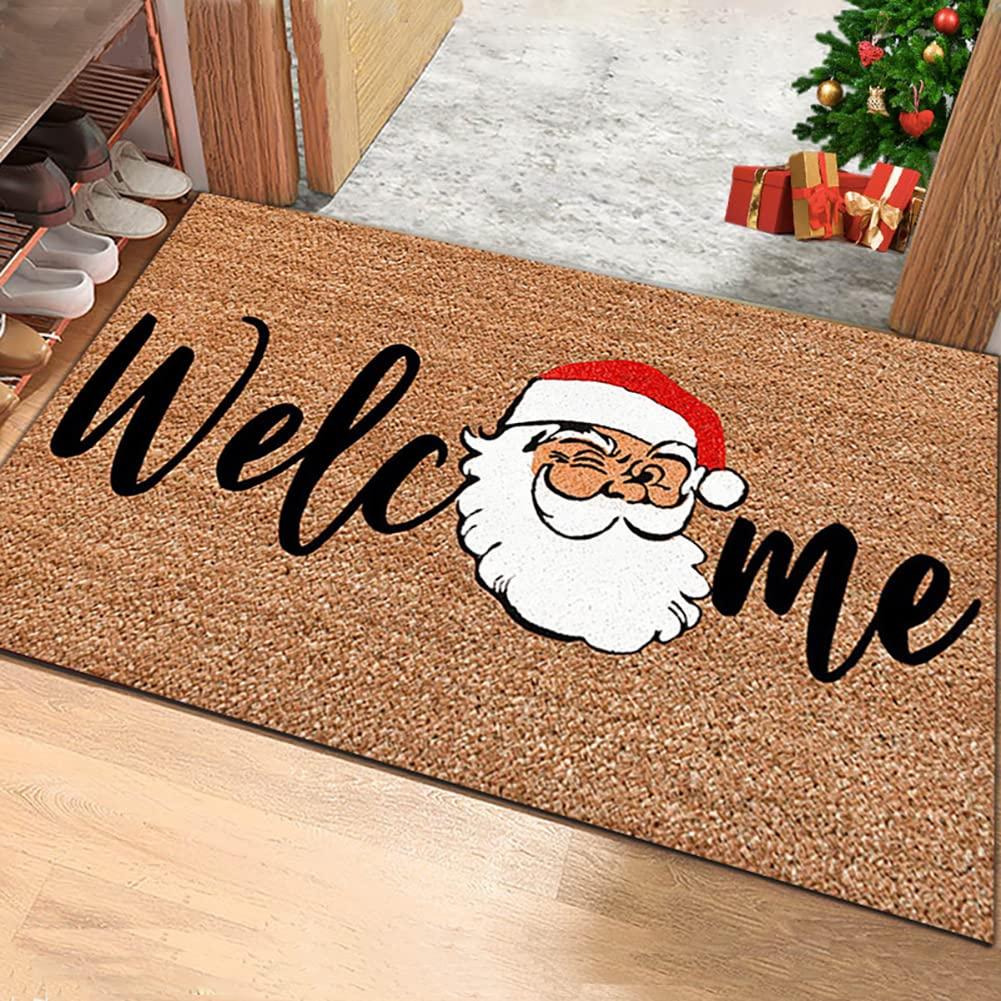 VIKAMA Christmas Cute Dwarf Floor Mat Anti-Slip Entrance Rug Indoor and Outdoor Welcome Mat Holiday Home Decoration