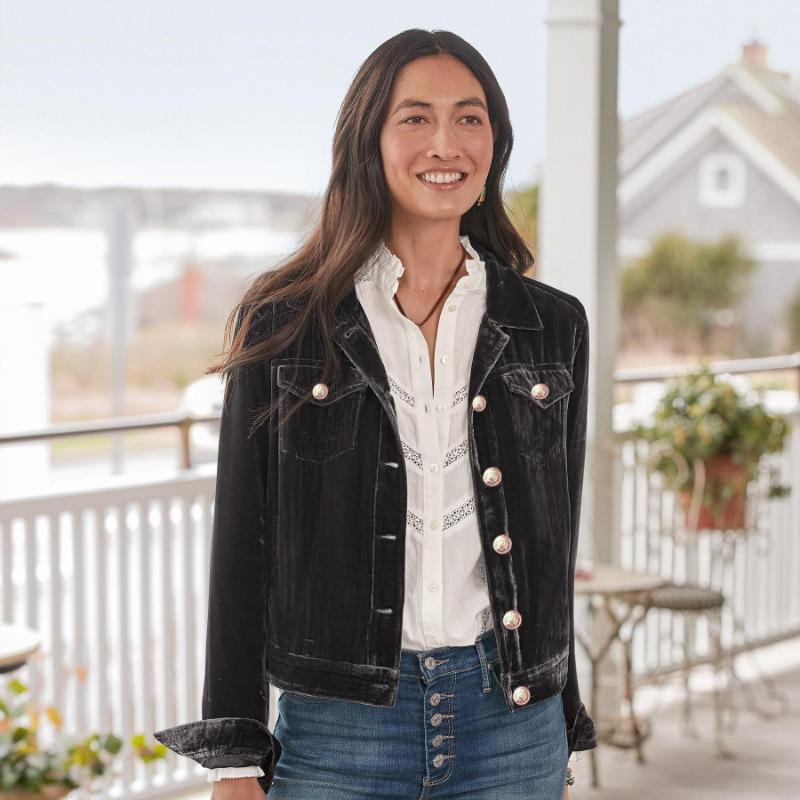 

Женская куртка из золотого бархата, женская куртка с длинным рукавом, карманом на пуговицах, короткая куртка, пальто 2XL чёрный