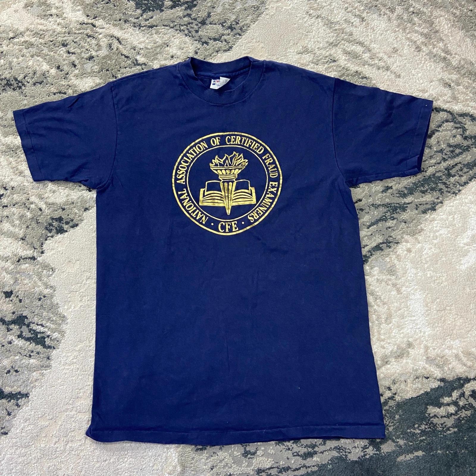 Vintage Hanes T Shirt Sz Large Blue National Association of Certified Fraud CIA L