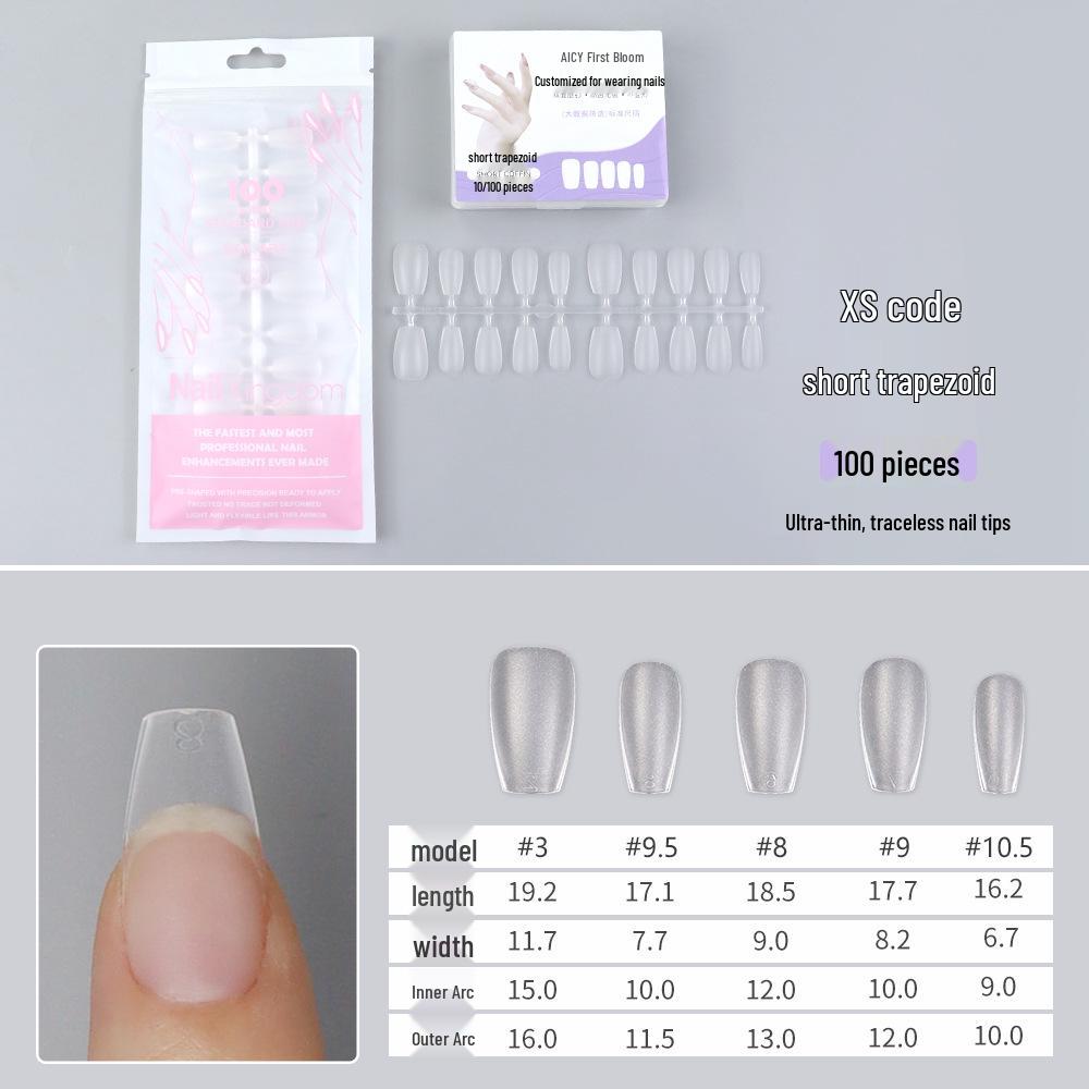 Pre-sized Frosted Ladder-Shaped Nail Tips - 100 Pcs, Thin & No Filing Needed