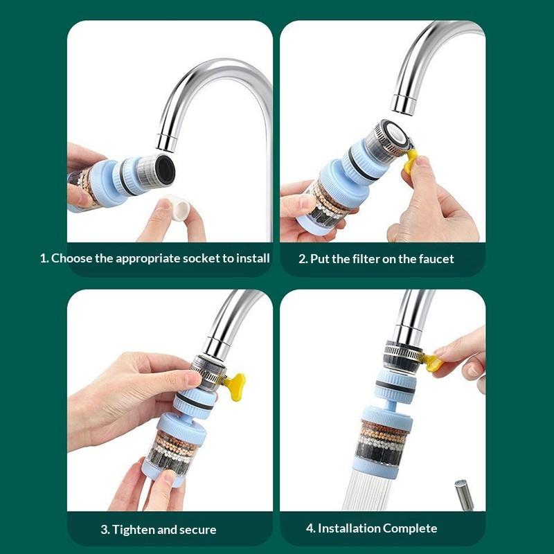 360° Rotation Water Faucet Filter Household Kitchen Faucet Mini Tap Water Clean Purifier Carbon Filter