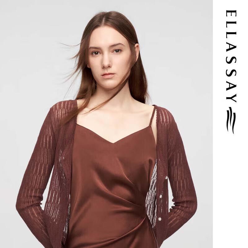 ELLASSAY Women s Elegant V-Neck Hollow-Out Knit Top M
