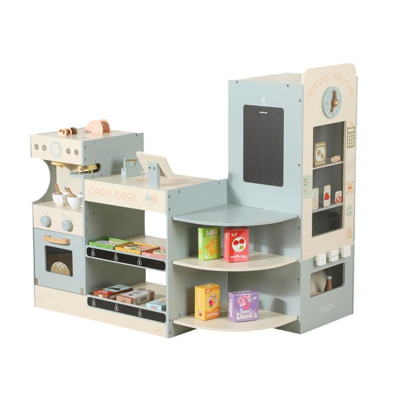 Set de joacă din lemn pentru supermarket: Jucărie educațională interactivă pentru copii