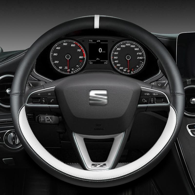 Mikrofaser Leder Auto Lenkradbezug Rutschfest 38cm Für Seat Tarraco Arona Ateca Ibiza Toledo Mii Leon Arosa Exeo ST FR