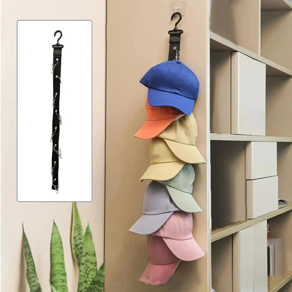Door Hook Metal Clip Hat Rack Hanging Organizer with 8PC Hooks for Baseball Caps Storage Display Stand Home Decor Cap Holder