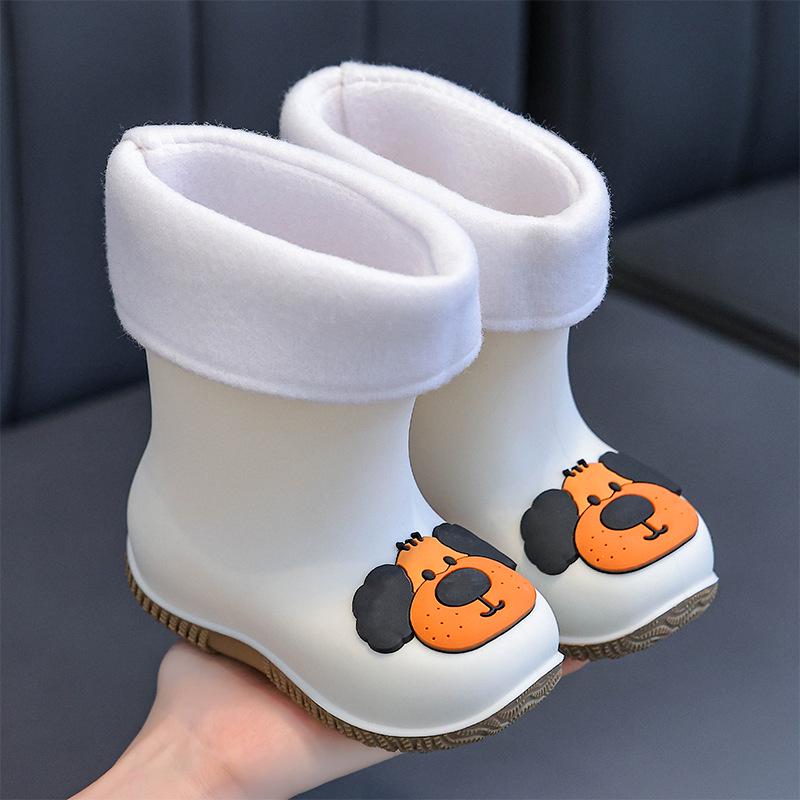 Rutschfeste Wasserdichte Gummistiefel für Kinder: Jungen, Mädchen, Kleinkinder & Babys Inner Length 15 cm (Approx. Size 22-23) white