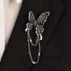 1Pair Wing Metal Butterfly Brooches Rhinestone Butterfly Tassel Badge Pin  Suit Accessory